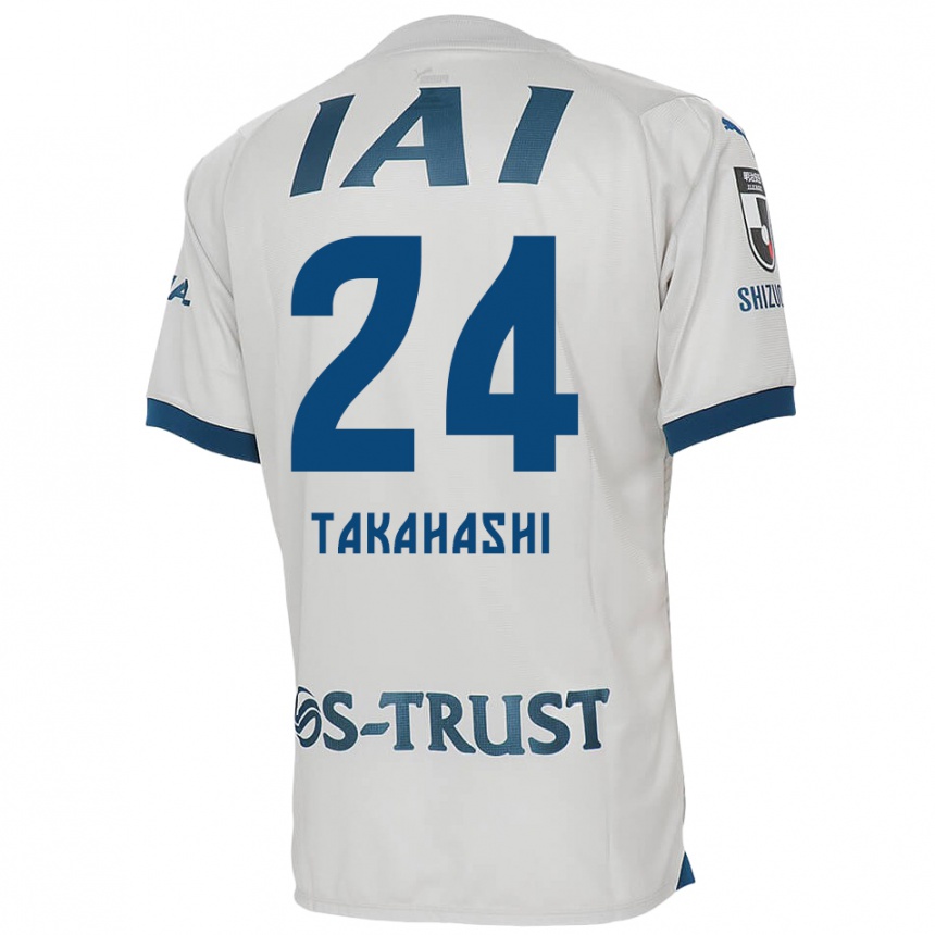 Kids Football Yuzuki Takahashi #24 White Blue Away Jersey 2024/25 T-Shirt Nz