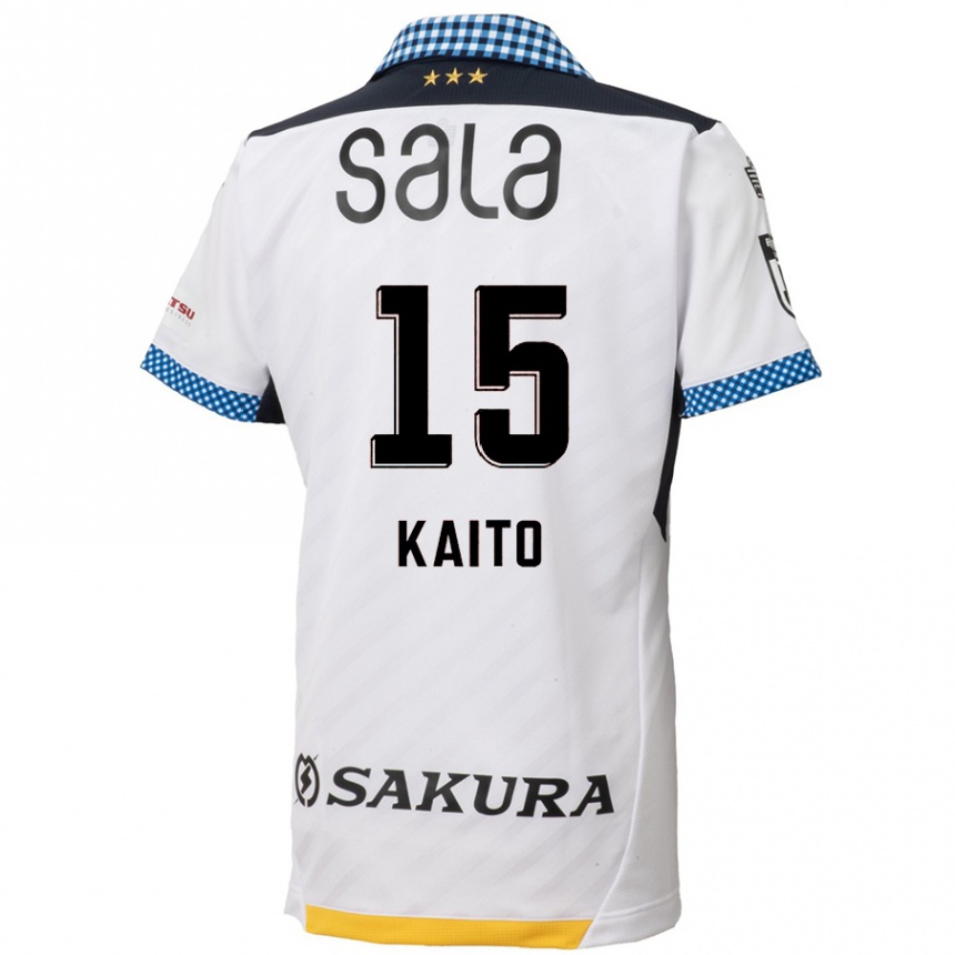 Kids Football Kaito Suzuki #15 White Black Away Jersey 2024/25 T-Shirt Nz