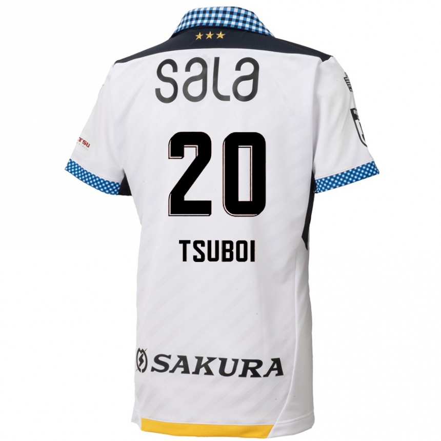 Kids Football Yuya Tsuboi #20 White Black Away Jersey 2024/25 T-Shirt Nz