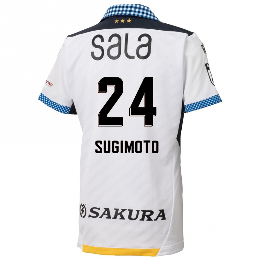 Kids Football Mitsuki Sugimoto #24 White Black Away Jersey 2024/25 T-Shirt Nz