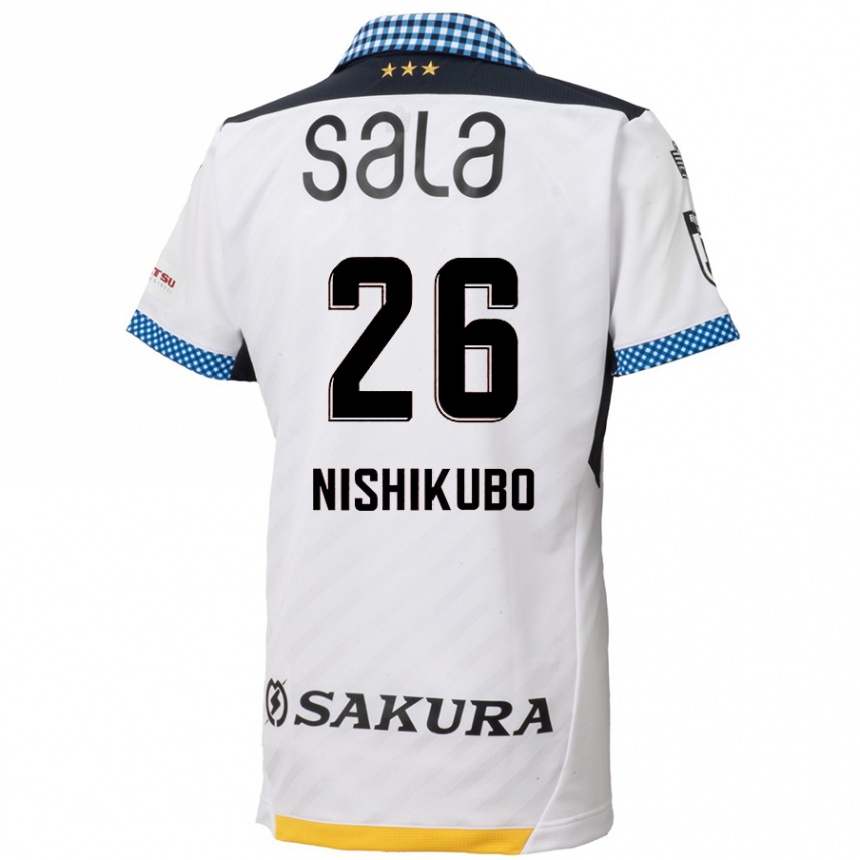 Kids Football Shunsuke Nishikubo #26 White Black Away Jersey 2024/25 T-Shirt Nz