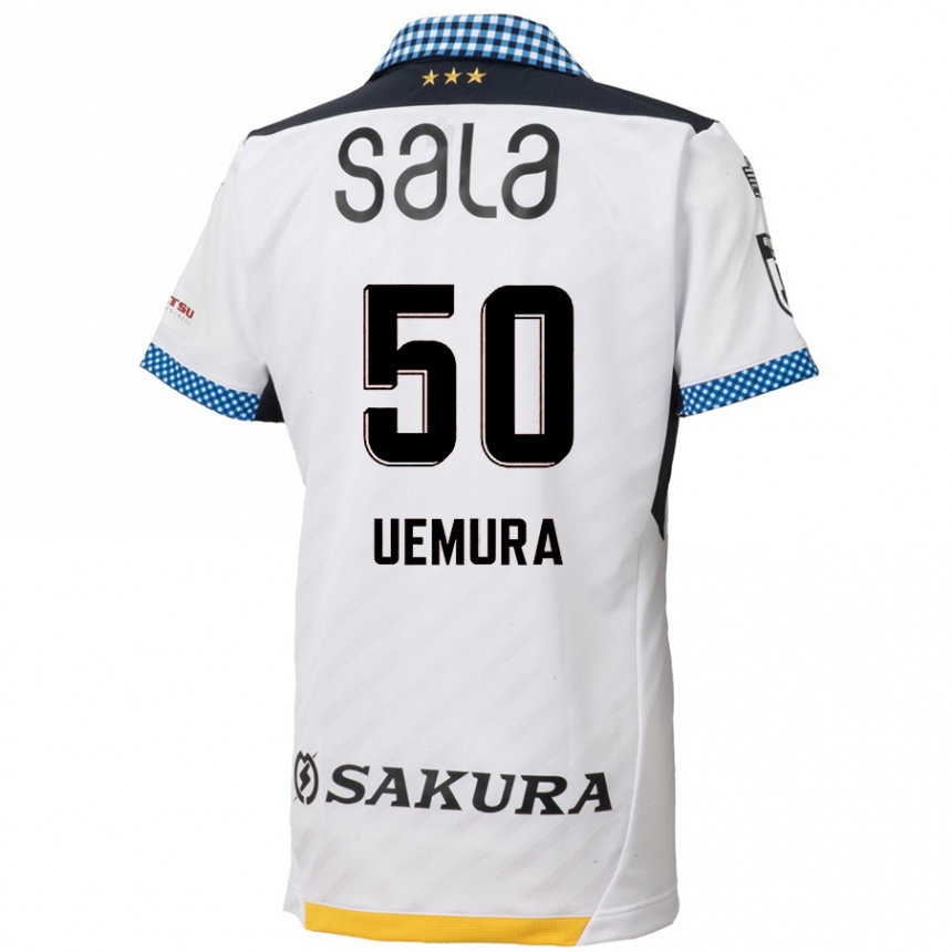 Kids Football Hiroto Uemura #50 White Black Away Jersey 2024/25 T-Shirt Nz