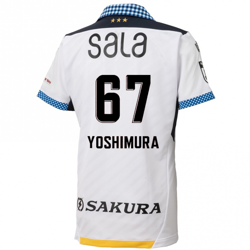 Kids Football Ryusei Yoshimura #67 White Black Away Jersey 2024/25 T-Shirt Nz