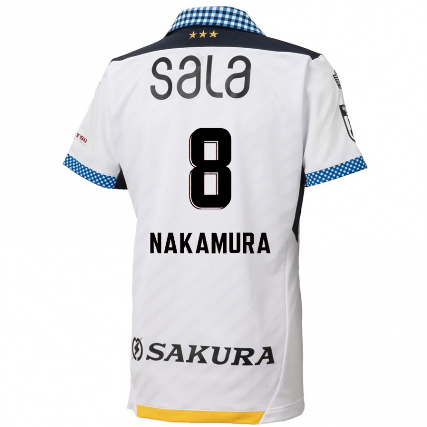 Kids Football Shunta Nakamura #8 White Black Away Jersey 2024/25 T-Shirt Nz