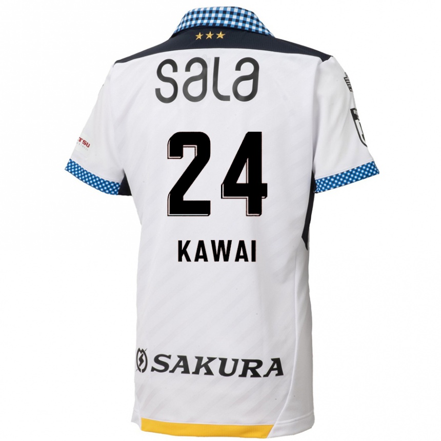 Kids Football Yuki Kawai #24 White Black Away Jersey 2024/25 T-Shirt Nz