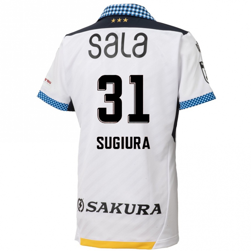 Kids Football Rinnosuke Sugiura #31 White Black Away Jersey 2024/25 T-Shirt Nz