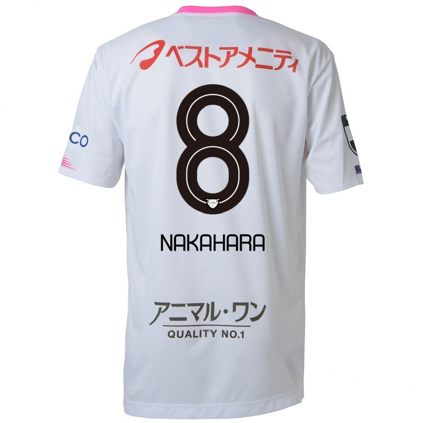 Kids Football Hikaru Nakahara #8 White Blue Pink Away Jersey 2024/25 T-Shirt Nz