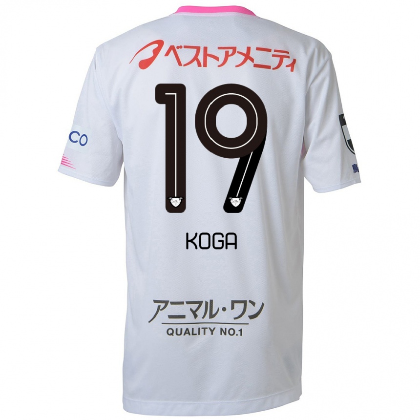 Kids Football Ryoma Koga #19 White Blue Pink Away Jersey 2024/25 T-Shirt Nz