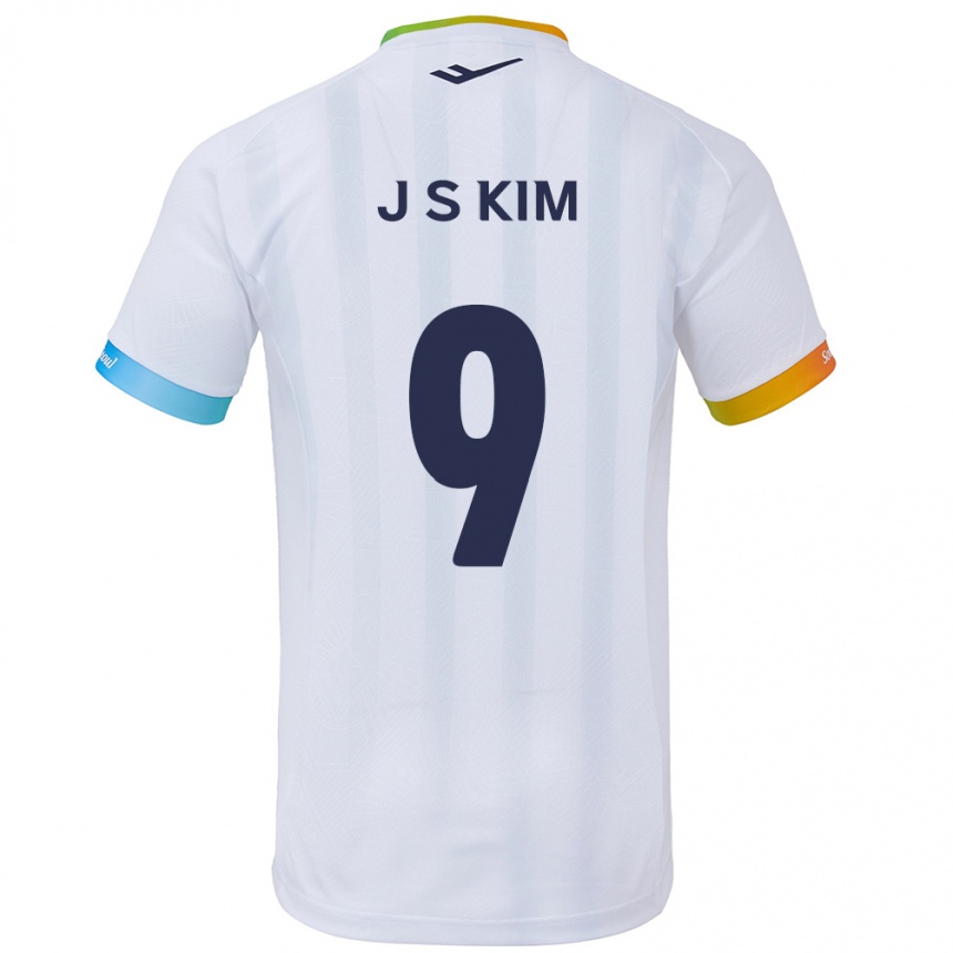 Kids Football Shin-Jin Kim #9 White Blue Away Jersey 2024/25 T-Shirt Nz