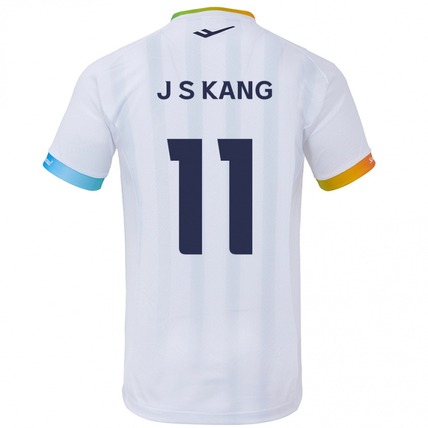 Kids Football Seong-Jin Kang #11 White Blue Away Jersey 2024/25 T-Shirt Nz