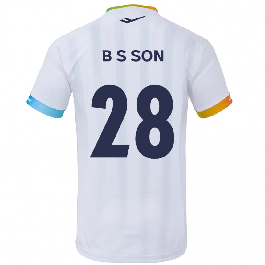 Kids Football Seung-Beom Son #28 White Blue Away Jersey 2024/25 T-Shirt Nz