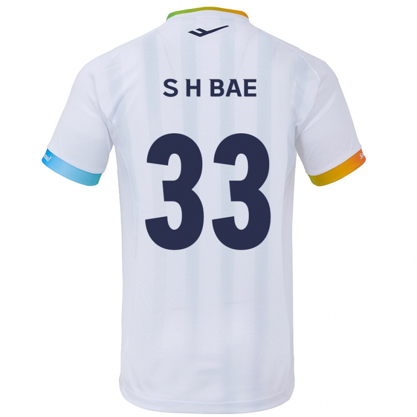 Kids Football Hyun-Seo Bae #33 White Blue Away Jersey 2024/25 T-Shirt Nz