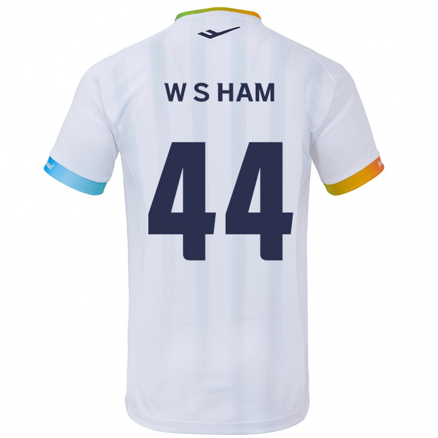 Kids Football Sun-Woo Ham #44 White Blue Away Jersey 2024/25 T-Shirt Nz