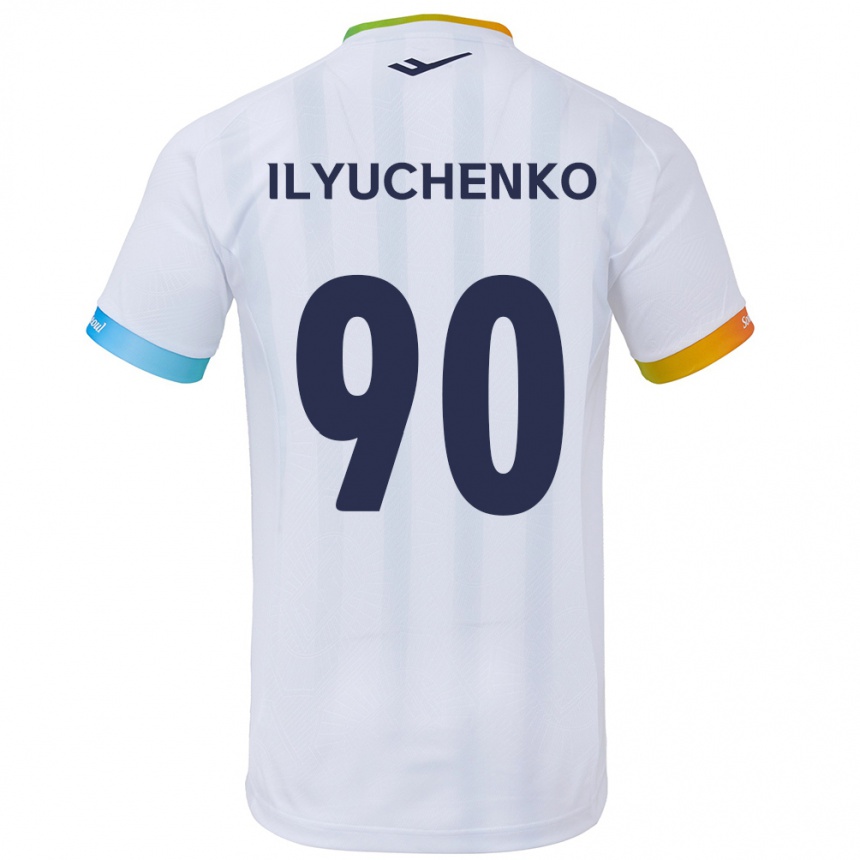 Kids Football Stanislav Ilyuchenko #90 White Blue Away Jersey 2024/25 T-Shirt Nz