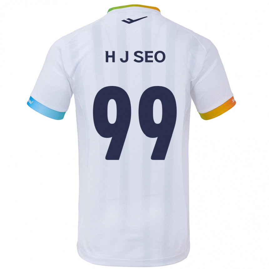 Kids Football Ju-Hwan Seo #99 White Blue Away Jersey 2024/25 T-Shirt Nz