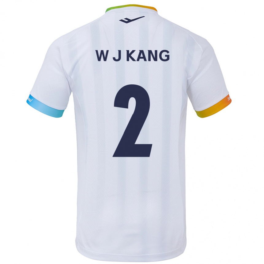 Kids Football Jae-Won Kang #2 White Blue Away Jersey 2024/25 T-Shirt Nz