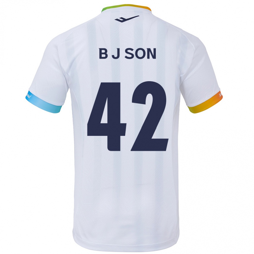 Kids Football Jeong-Beom Son #42 White Blue Away Jersey 2024/25 T-Shirt Nz