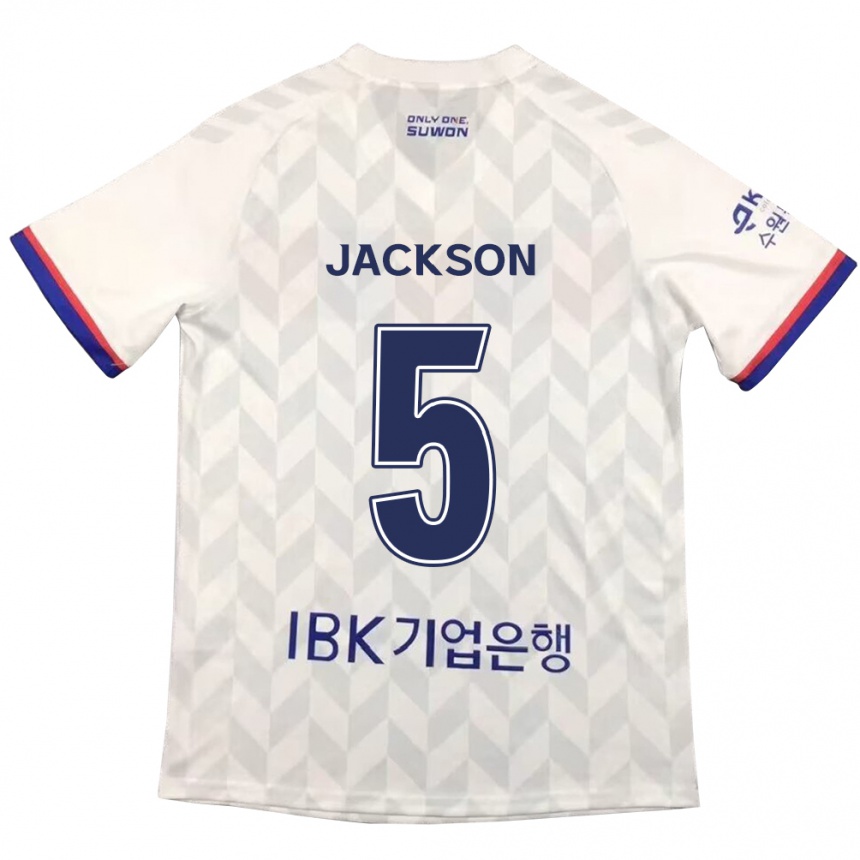 Kids Football Lachlan Jackson #5 White Blue Away Jersey 2024/25 T-Shirt Nz