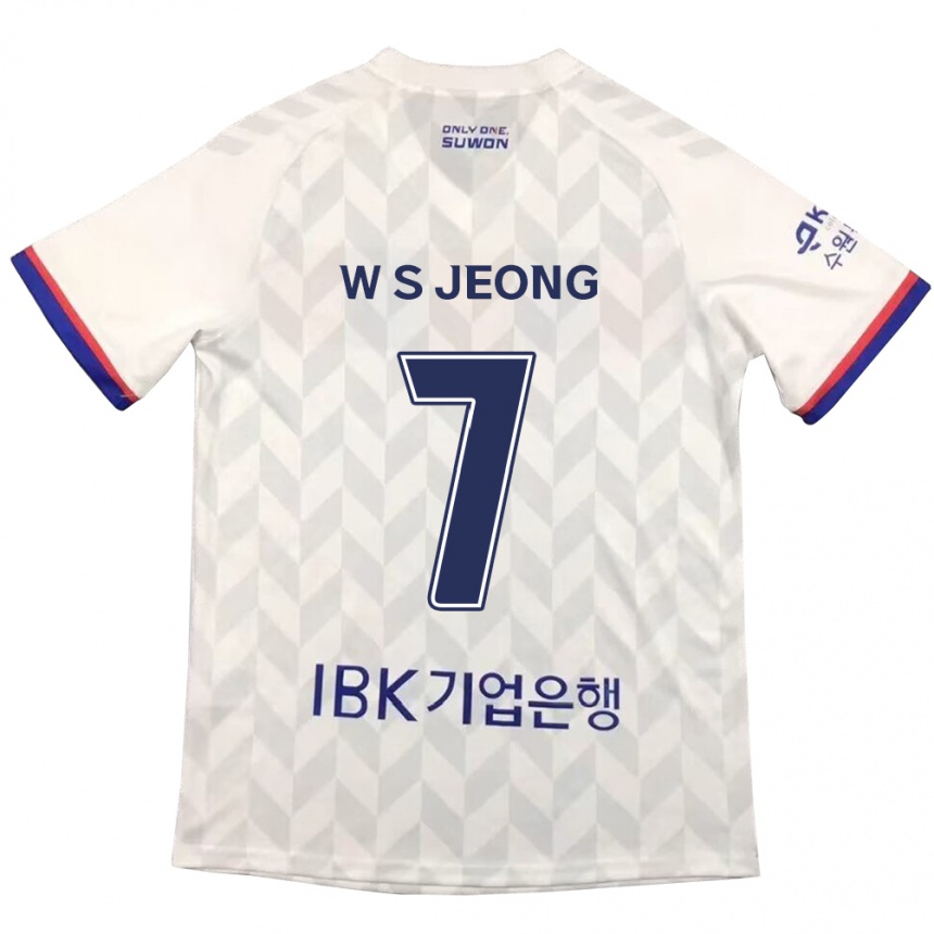 Kids Football Seung-Won Jeong #7 White Blue Away Jersey 2024/25 T-Shirt Nz