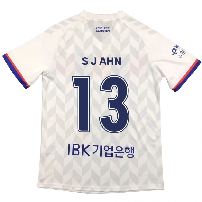 Kids Football Jun-Su Ahn #13 White Blue Away Jersey 2024/25 T-Shirt Nz