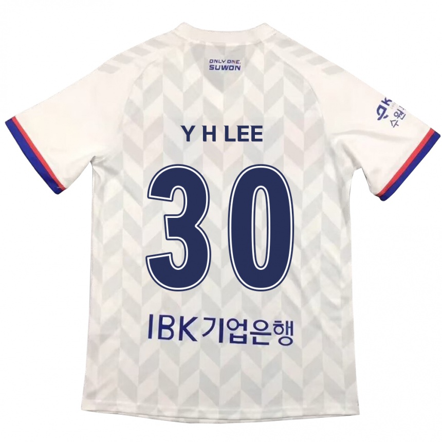 Kids Football Hyeon-Yong Lee #30 White Blue Away Jersey 2024/25 T-Shirt Nz