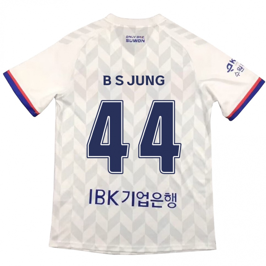 Kids Football Seung-Bae Jung #44 White Blue Away Jersey 2024/25 T-Shirt Nz