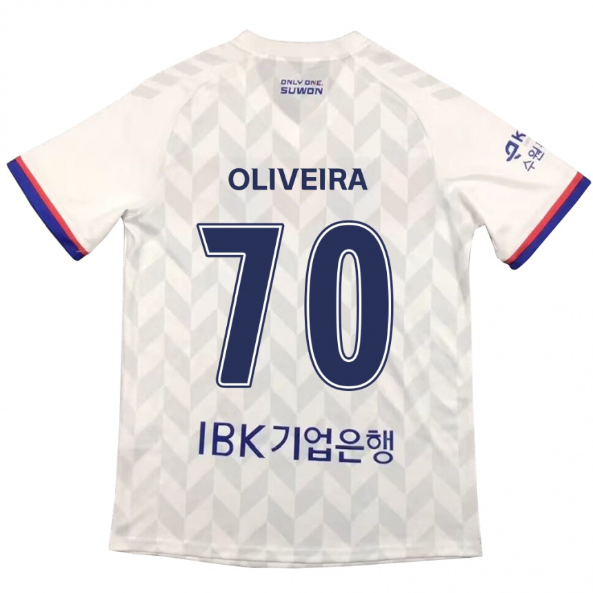 Kids Football Anderson Oliveira #70 White Blue Away Jersey 2024/25 T-Shirt Nz