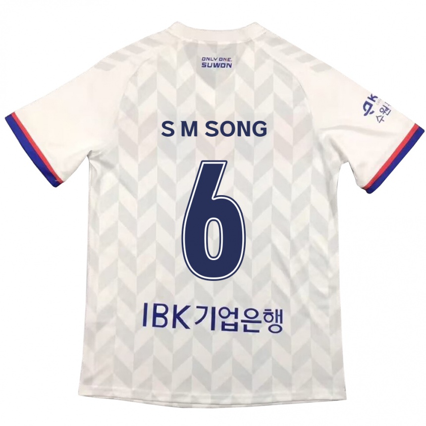 Kids Football Min-Seob Song #6 White Blue Away Jersey 2024/25 T-Shirt Nz