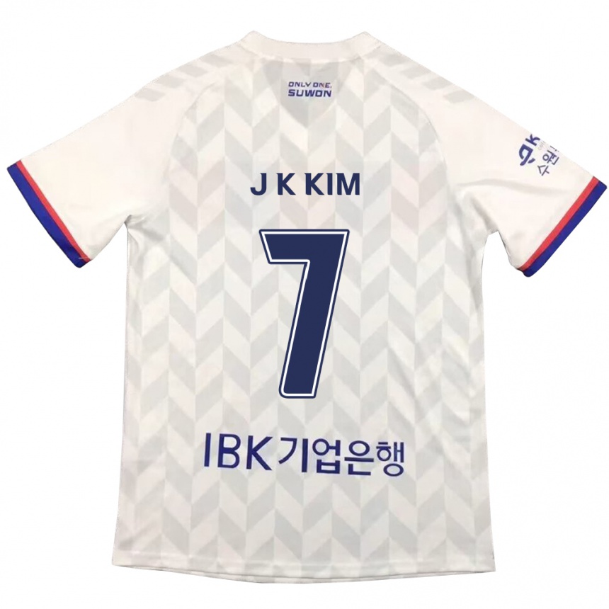 Kids Football Ki-Jun Kim #7 White Blue Away Jersey 2024/25 T-Shirt Nz