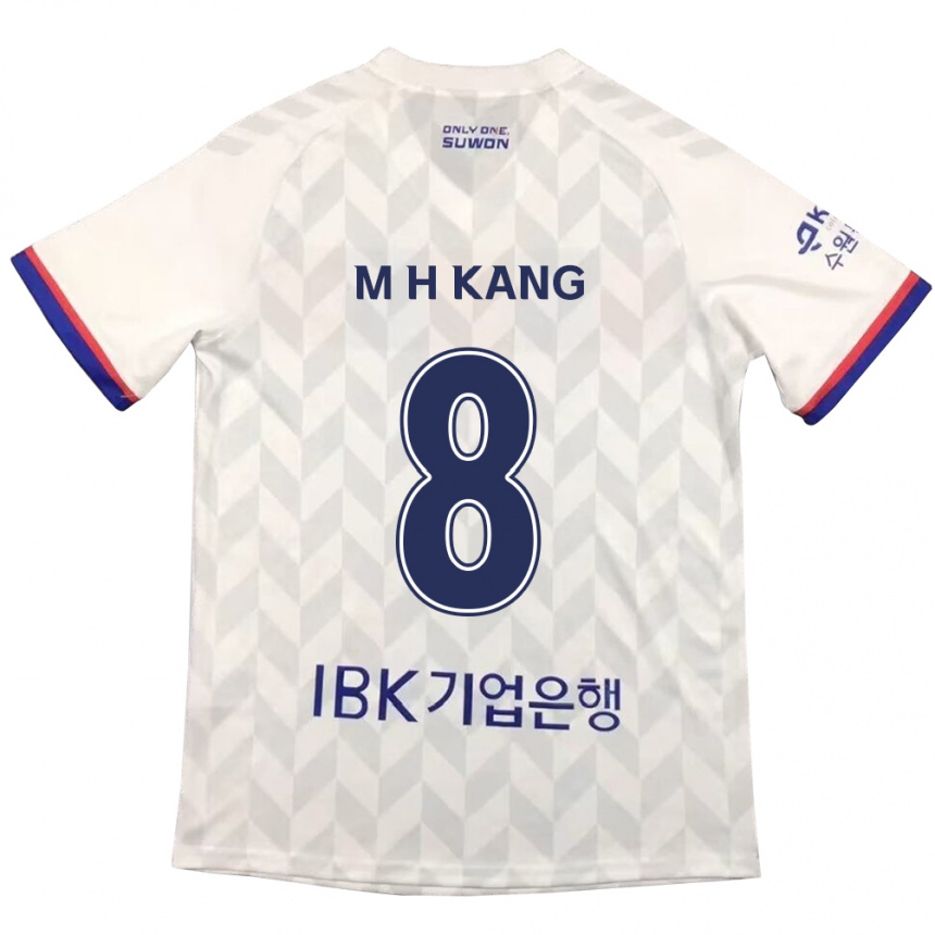 Kids Football Ho-Min Kang #8 White Blue Away Jersey 2024/25 T-Shirt Nz