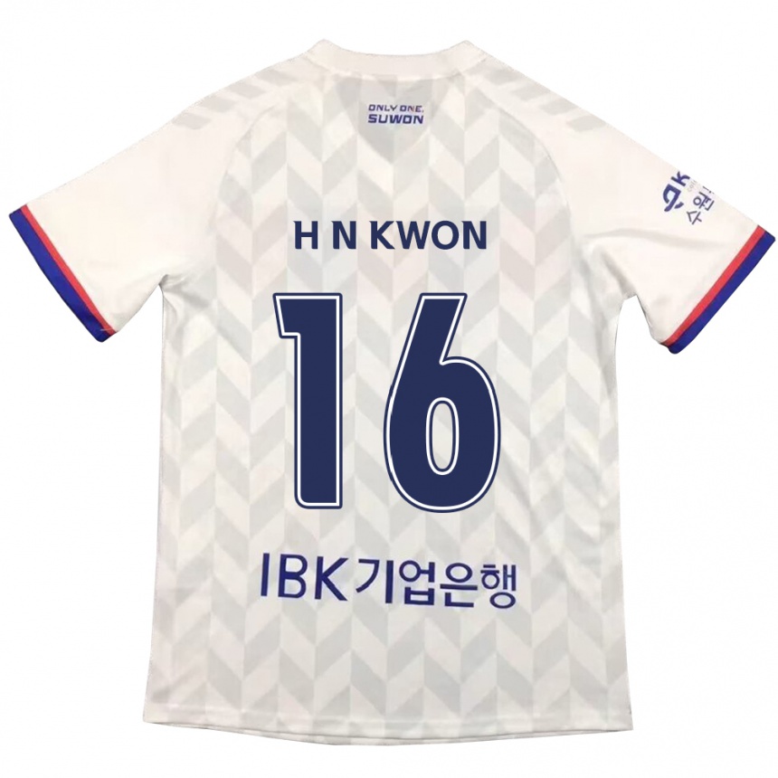 Kids Football Nam-Hoon Kwon #16 White Blue Away Jersey 2024/25 T-Shirt Nz