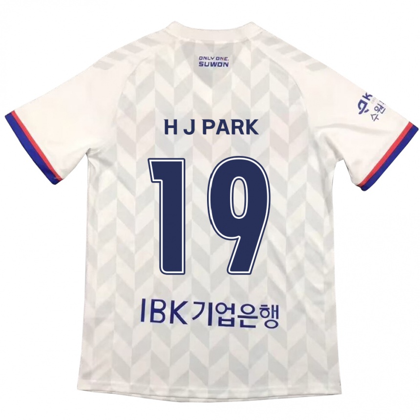 Kids Football Jun-Hui Park #19 White Blue Away Jersey 2024/25 T-Shirt Nz