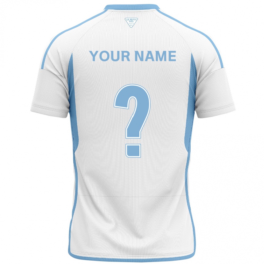 Kids Football Your Name #0 White Blue Away Jersey 2024/25 T-Shirt Nz