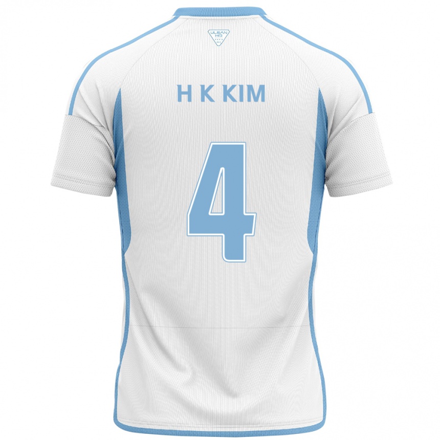 Kids Football Kee-Hee Kim #4 White Blue Away Jersey 2024/25 T-Shirt Nz