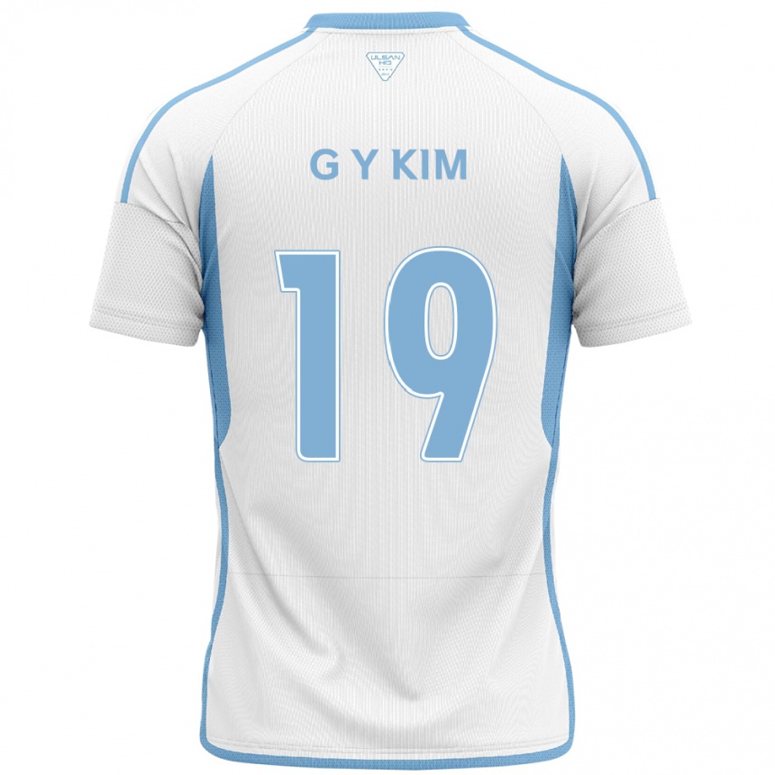 Kids Football Young-Gwon Kim #19 White Blue Away Jersey 2024/25 T-Shirt Nz