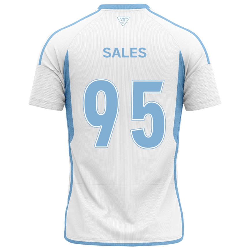 Kids Football Matheus Sales #95 White Blue Away Jersey 2024/25 T-Shirt Nz