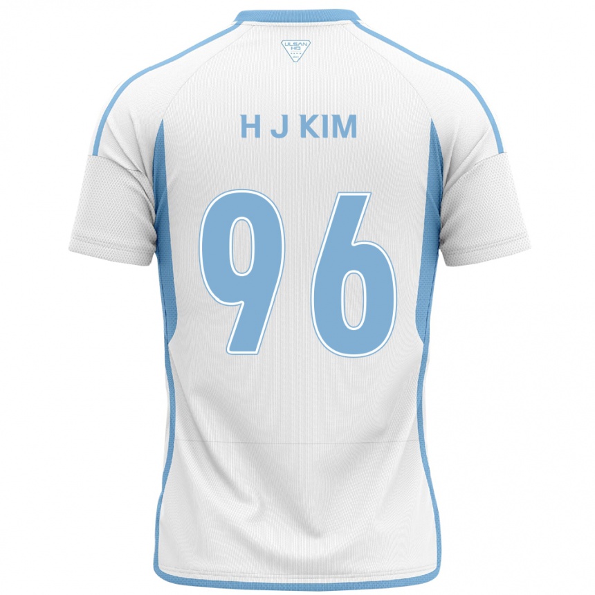 Kids Football Ji-Hyun Kim #96 White Blue Away Jersey 2024/25 T-Shirt Nz