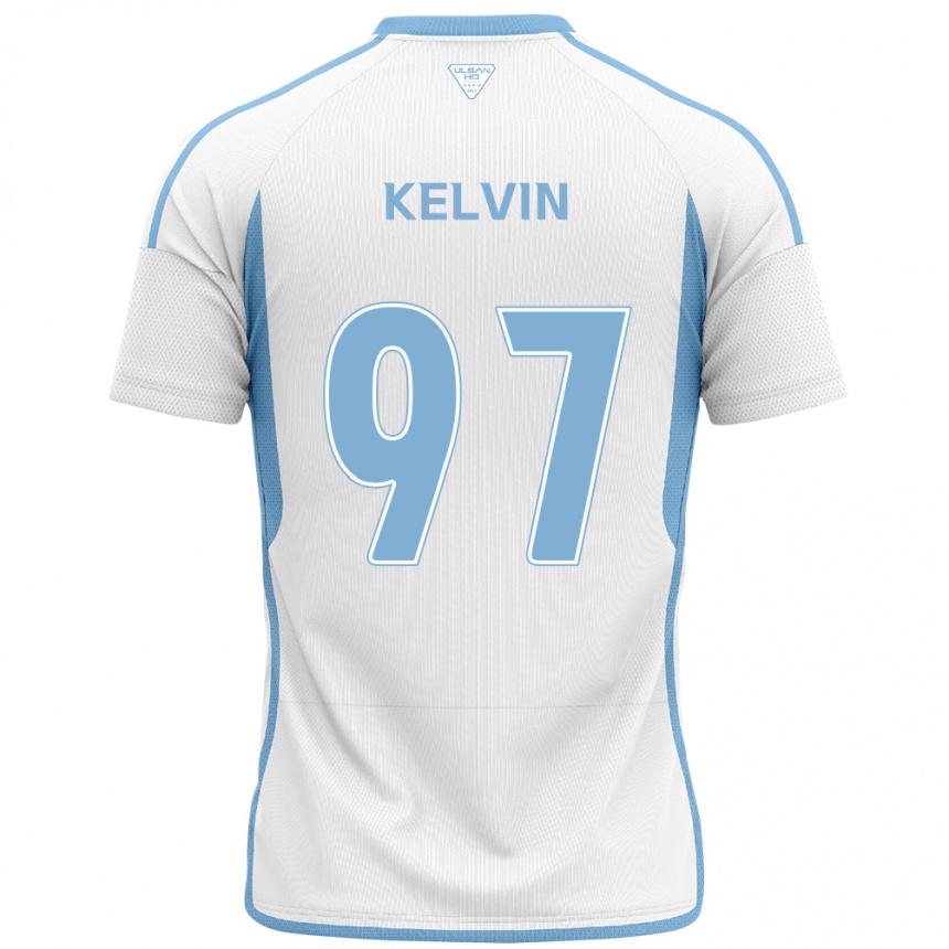 Kids Football Kelvin #97 White Blue Away Jersey 2024/25 T-Shirt Nz