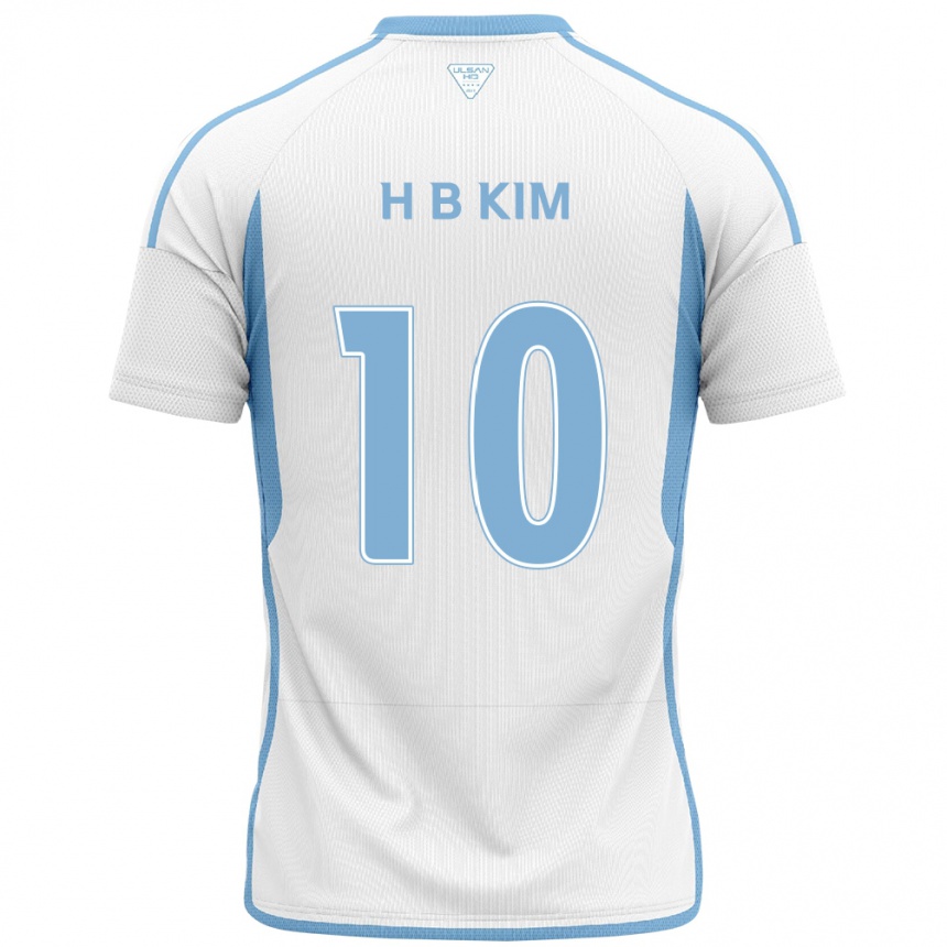 Kids Football Beom-Hwan Kim #10 White Blue Away Jersey 2024/25 T-Shirt Nz