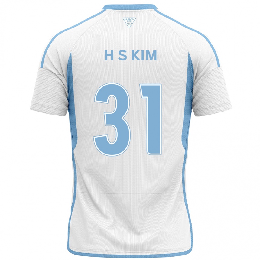 Kids Football Se-Hyoung Kim #31 White Blue Away Jersey 2024/25 T-Shirt Nz