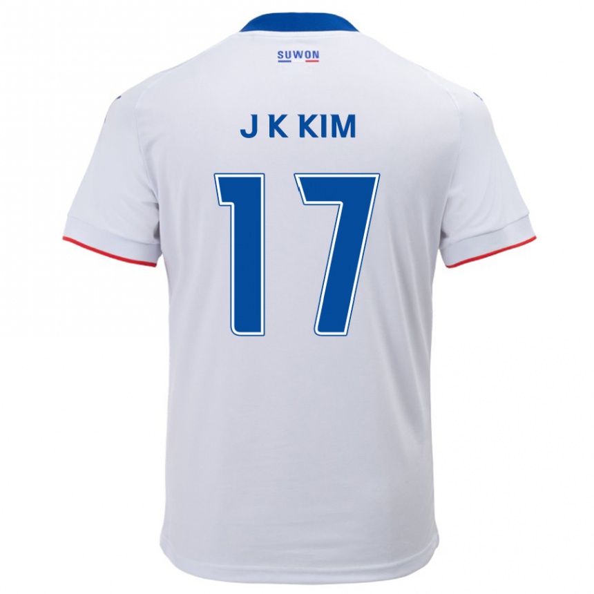 Kids Football Kyeong-Jung Kim #17 White Blue Away Jersey 2024/25 T-Shirt Nz