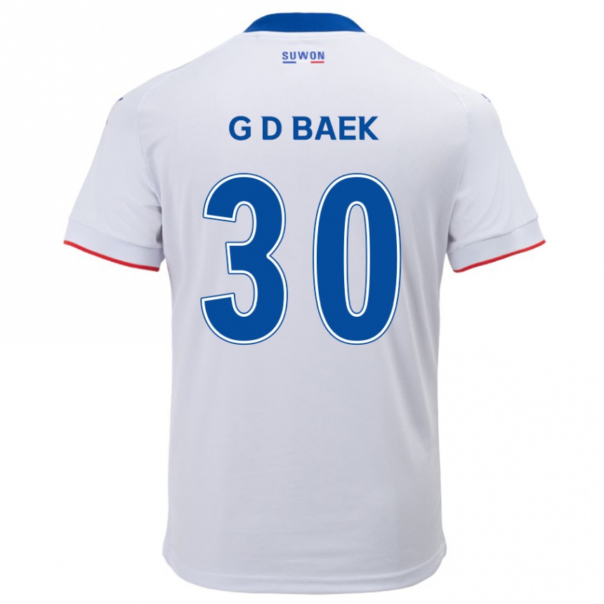 Kids Football Dong-Gyu Baek #30 White Blue Away Jersey 2024/25 T-Shirt Nz