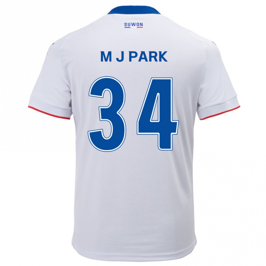 Kids Football Ji-Min Park #34 White Blue Away Jersey 2024/25 T-Shirt Nz