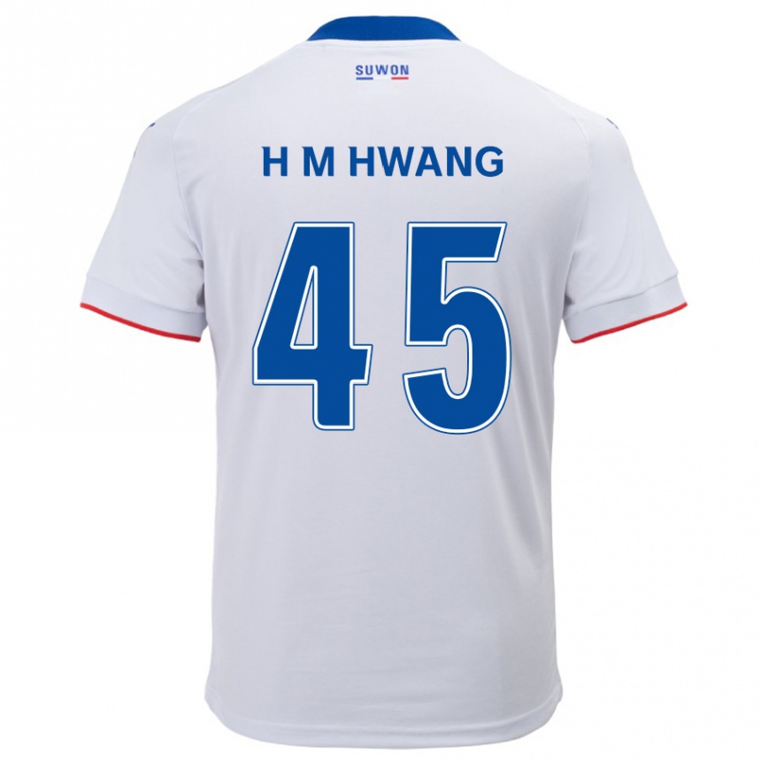 Kids Football Myung-Hyun Hwang #45 White Blue Away Jersey 2024/25 T-Shirt Nz