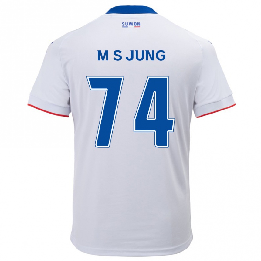 Kids Football Sung-Min Jung #74 White Blue Away Jersey 2024/25 T-Shirt Nz