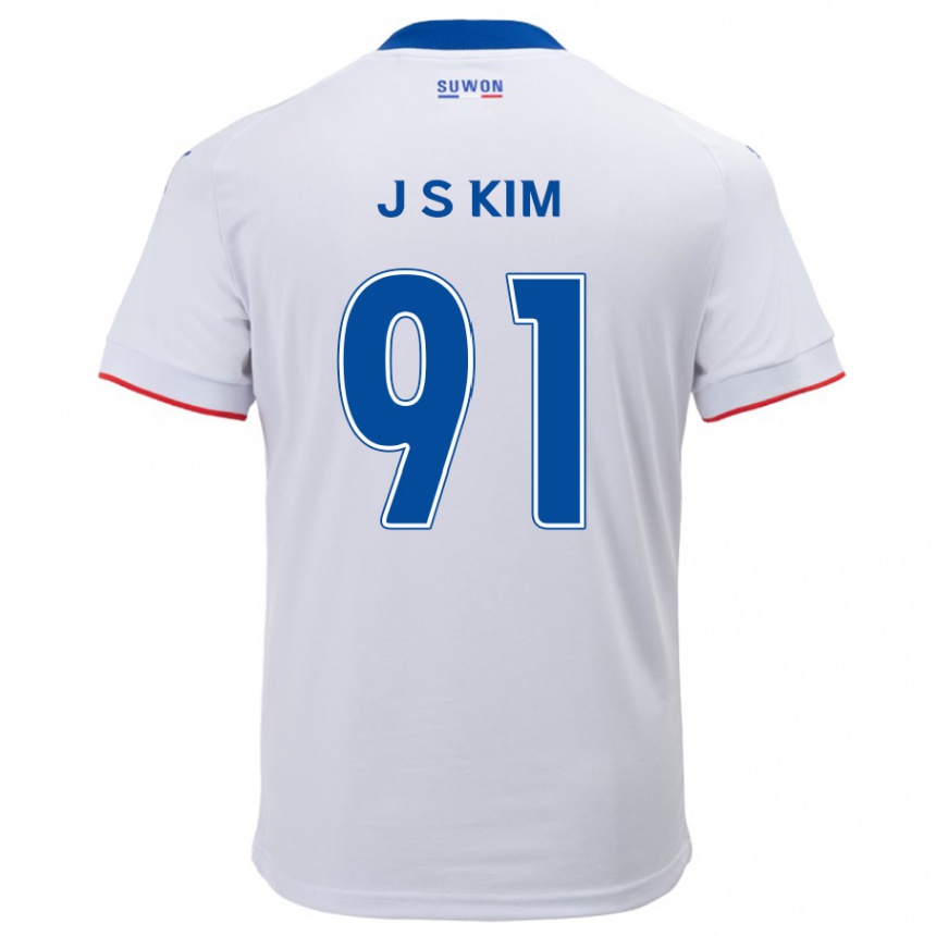 Kids Football Seong-Ju Kim #91 White Blue Away Jersey 2024/25 T-Shirt Nz