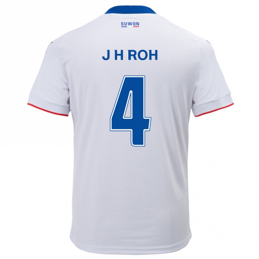 Kids Football Hyun-Jun Roh #4 White Blue Away Jersey 2024/25 T-Shirt Nz