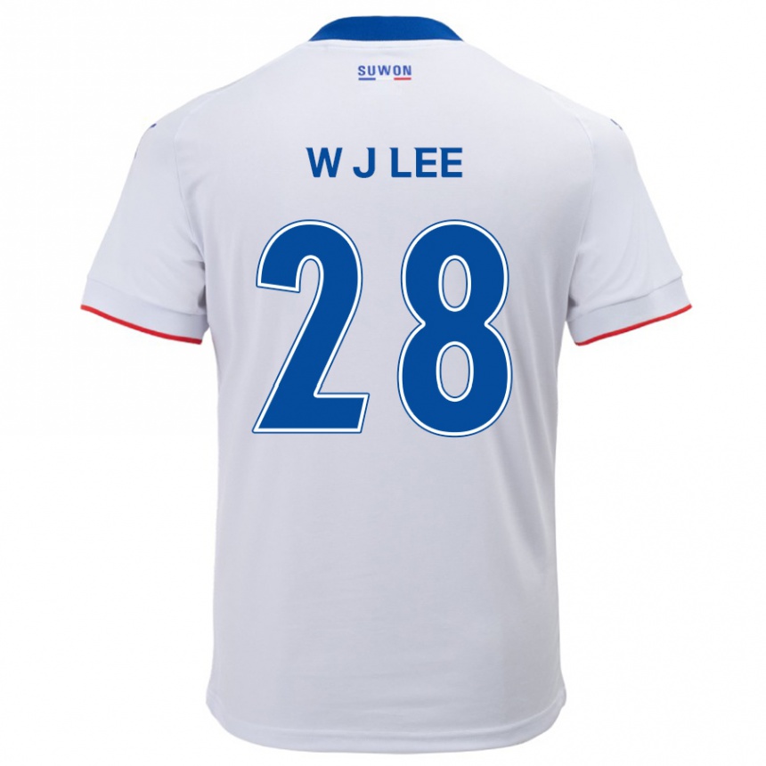 Kids Football Jun-Woo Lee #28 White Blue Away Jersey 2024/25 T-Shirt Nz