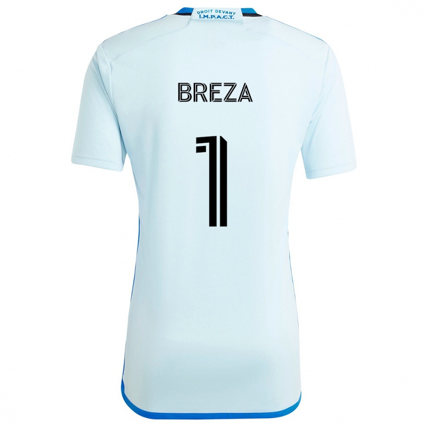 Kids Football Sebastian Breza #1 Ice Blue Away Jersey 2024/25 T-Shirt Nz