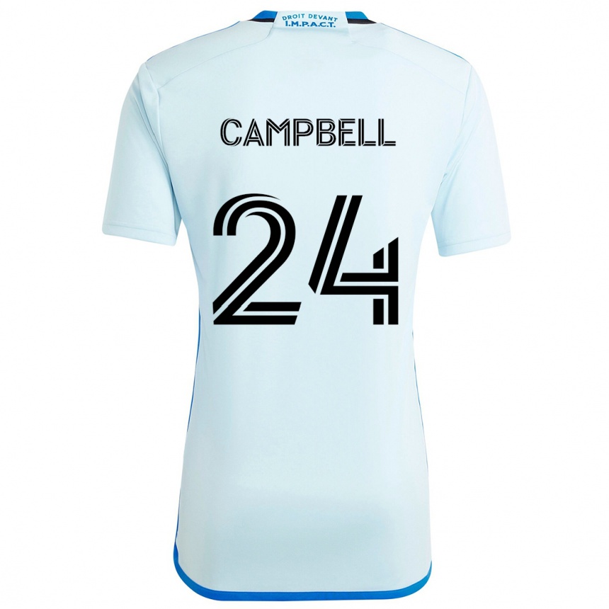 Kids Football George Campbell #24 Ice Blue Away Jersey 2024/25 T-Shirt Nz